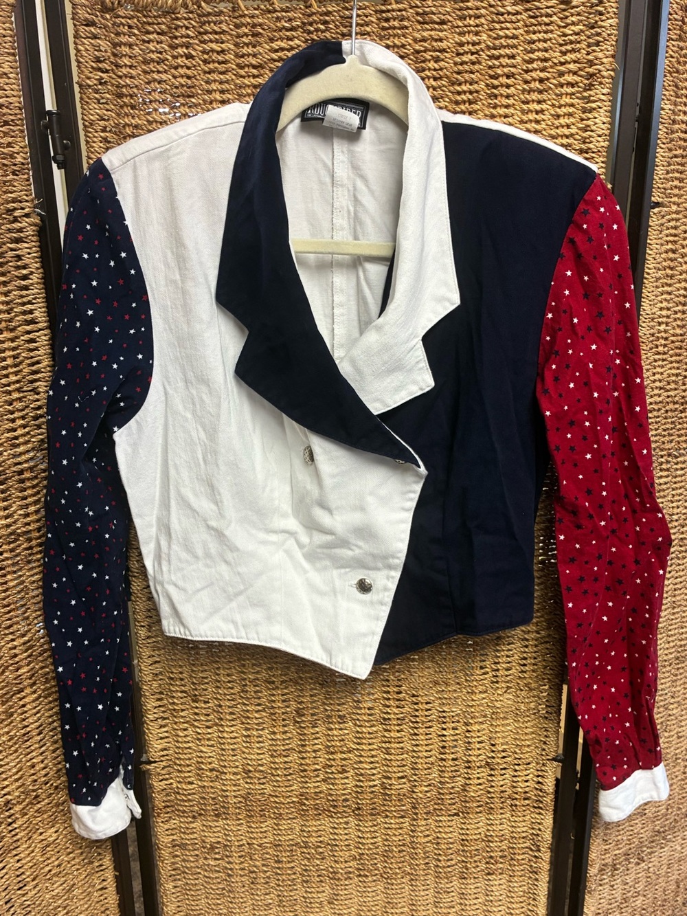 Vintage Roughrider Patriotic Western Cropped Jacket Small Americana Rodeo USA